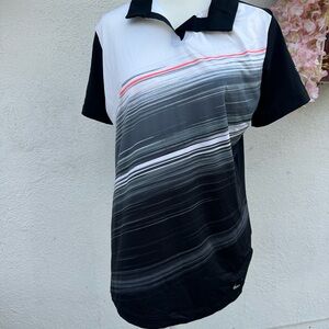 Nike Black White & Coral-Accent Gradient Short Sleeve Polo